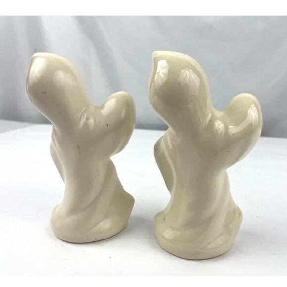 VTG Set Of 2 Halloween Ceramic Spooky White Ghost Figurines 1980s 4.75" Tall - Picture 11 of 13